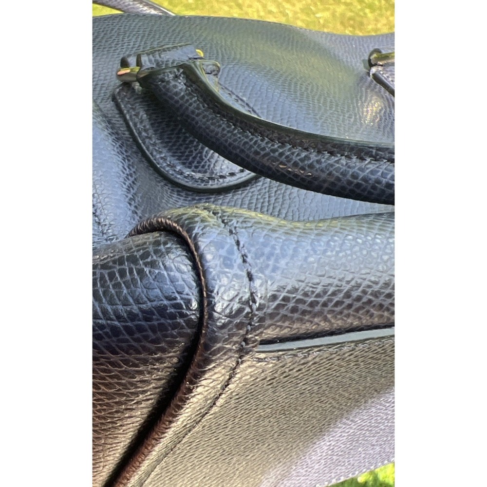 Coach Navy Blue Crossgrain Leather Mini Satchel Crossbody Purse Zip Top - Picture 16 of 16